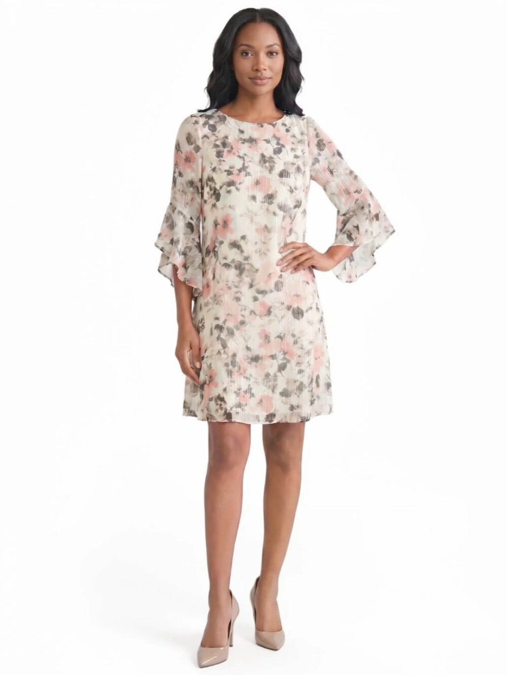 Kasper Ruffle Sleeve Swing Dress- L